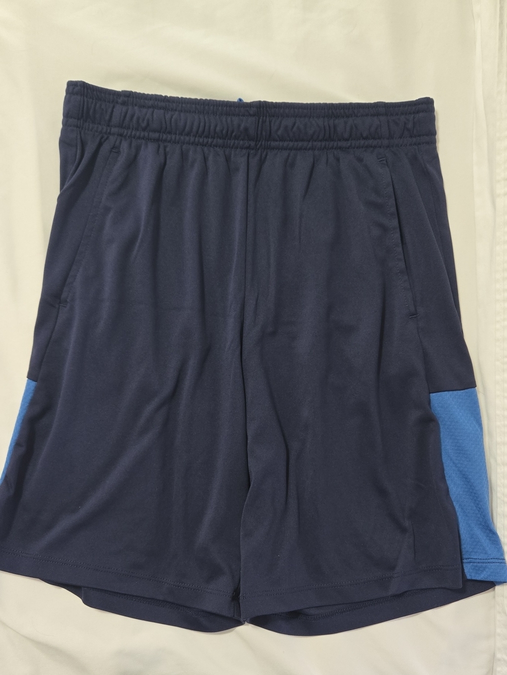 All In Motion Boys Navy Athletic Shorts with Light Blue Panels